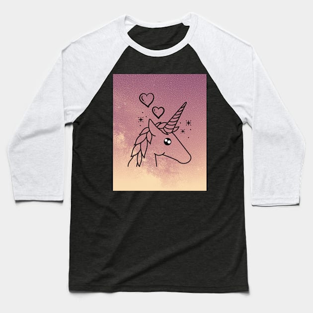 Unicorn In Pink Hue Baseball T-Shirt by TANSHAMAYA